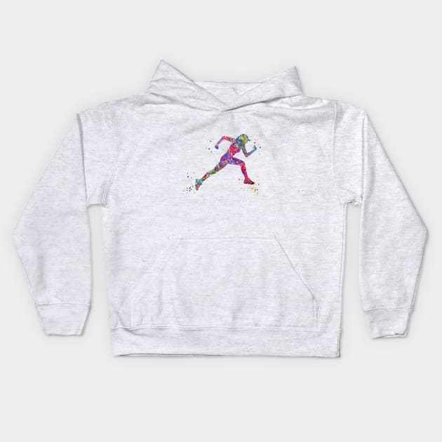 Female runner Kids Hoodie by RosaliArt